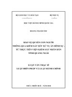 BẢO VỆ QUYỀN CON NGƯỜI THÔNG QUA KIỂM SÁT XÉT XỬ VỤ ÁN HÌNH SỰ - TỪ THỰC TIỄN VIỆN KIỂM SÁT NHÂN DÂN TỈNH QUẢNG NGÃI