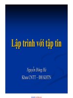 Bài giảng Nhập môn lập trình: Lập trình với tập tin - ThS. Nguyễn Đông Hà