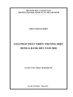 Luận văn Thạc sĩ Kinh tế: Giải pháp phát triển thương hiệu DongA Bank đế năm 2020