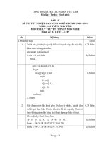 Đáp án đề thi tốt nghiệp cao đẳng nghề khoá II (năm 2008 - 2011) nghề Lập trình máy tính môn thi lý thuyết chuyên môn nghề - Mã đề thi: DA LTMT - LT05