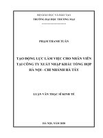Luận văn Thạc sĩ Kinh tế: Tạo động lực làm việc cho nhân viên tại Công ty xuất nhập khẩu Tổng hợp Hà Nội - Chi nhánh Hà Tây