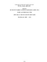 Đáp án đề thi tốt nghiệp cao đẳng nghề khoá II (năm 2008 - 2011) nghề Lập trình máy tính môn thi lý thuyết chuyên môn nghề - Mã đề thi: DA LTMT - LT41