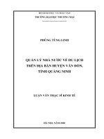 Luận văn Thạc sĩ Kinh tế: Quản lý nhà nước về du lịch trên địa bàn huyện Vân Đồn, tỉnh Quảng Ninh