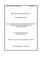 Tóm tắt Luận văn Thạc sĩ Quản lý công: Quản lý nhà nước về di tích lịch sử văn hóa trên địa bàn thành phố Đồng Hới, tỉnh Quảng Bình