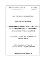 Tóm tắt Luận văn Thạc sĩ Luật Hiến Pháp và Luật Hành Chính: Xử phạt vi phạm hành chính về buôn bán hàng giả trên địa bàn thành phố Quảng Ngãi, tỉnh Quảng Ngãi