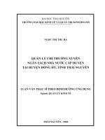 Luận văn Thạc sĩ Quản lý kinh tế: Quản lý Chi thường xuyên ngân sách nhà nước cấp huyện tại huyện Đồng Hỷ, tỉnh Thái  Nguyên