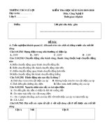 Đề thi học kì 2 môn Công nghệ lớp 8 năm 2019-2020 - Trường THCS Lê Lợi
