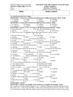 Đề thi học kì 2 môn Tiếng Anh lớp 8 năm 2019-2020 có đáp án - Trường THCS Chu Văn An