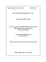 Tóm tắt Luận văn Thạc sĩ Quản lý công: Quản lý nhà nước đối với di sản văn hóa trên địa bàn huyện Lệ Thủy, tỉnh Quảng Bình