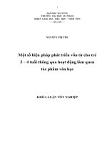 Một số biện pháp phát triển vốn từ cho trẻ 3 – 4 tuổi thông qua hoạt động làm quen tác phẩm văn học 