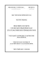 Tóm tắt Luận văn Thạc sĩ Luật Hiến Pháp và Luật Hành Chính: Hoạt động xây dựng văn bản quy phạm pháp luật của Ủy ban nhân dân tỉnh Quảng Ngãi