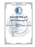 Bài Tập Học Kỳ Môn Luật Tư Pháp Quốc Tế (9đ) Đại Học Luật Hà Nội Đề bài số 02: Phân tích các trường hợp áp dụng pháp luật nước ngoài trong tư pháp quốc tế