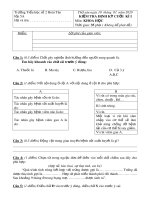 Đề thi học kì 1 môn Khoa học lớp 5 năm 2019-2020 có đáp án - Trường Tiểu học số 2 Hoài Tân