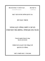 Tóm tắt Luận văn Thạc sĩ Quản lý công: Năng lực công chức cấp xã ở huyện Trà Bồng, tỉnh Quảng Ngãi