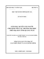 Tóm tắt Luận văn Thạc sĩ Luật Hiến Pháp và Luật Hành Chính: Giáo dục quyền con người cho sinh viên các trường đại học trên địa bàn tỉnh Quảng Ngãi