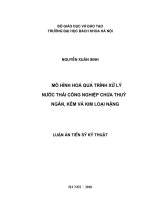 Luận án tiến sĩ mô hình hoá quá trình xử lý nước thải công nghiệp chứa thuỷ ngân, kẽm và kim loại nặng 