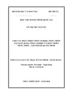Tóm tắt Luận văn Thạc sĩ Tài chính Ngân hàng: Cho vay phát triển nông nghiệp nông thôn tại Ngân hàng Nông nghiệp và Phát triển nông thôn – Chi nhánh Quảng Bình