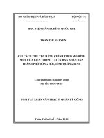 Tóm tắt Luận văn Thạc sĩ Quản lý công: Cải cách thủ tục hành chính theo mô hình một cửa liên thông tại Ủy ban Nhân dân Thành phố Đồng Hới, tỉnh Quảng Bình
