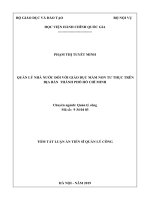 Tóm tắt luận án Tiến sĩ Quản lý công: Quản lý nhà nước đối với giáo dục mầm non tư thục trên địa bàn thành phố Hồ Chí Minh