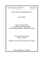 Tóm tắt Luận văn Thạc sĩ Quản lý công: Quản lý nhà nước về công tác thanh niên huyện Triệu Phong, tỉnh Quảng Trị