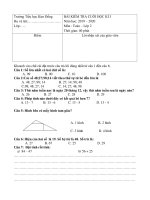 Đề thi học kì 1 môn Toán lớp 2 năm 2019-2020 có đáp án - Trường Tiểu học Kim Đồng