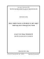 Luận văn Thạc sĩ Quản lý kinh tế: Phát triển mạng lưới dịch vụ Bưu Điện trên địa bàn tỉnh Quảng Ninh