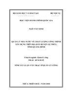 Tóm tắt Luận văn Thạc sĩ Quản lý công: Quản lý nhà nước về chất lượng công trình xây dựng trên địa bàn huyện Lệ Thủy, tỉnh Quảng Bình