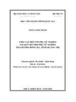 Tóm tắt Luận văn Thạc sĩ Tài chính Ngân hàng: Cho vay đối với phụ nữ nghèo tại Quỹ Hỗ trợ Phụ nữ nghèo thành phố Đông Hà tỉnh Quảng Trị