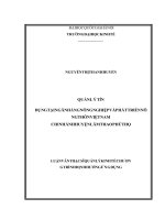 Luận văn thạc sĩ quản lý kinh tế (FULL) quản lý tín dụng tại ngân hàng nông nghiệp và phát triển nông thôn việt nam chi nhánh huyện lâm thao 
