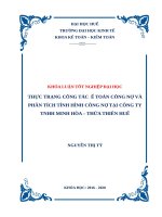 Thực trạng công tác kế toán công nợ và phân tích tình hình công nợ tại công ty TNHH minh hòa  thừa thiên huế 