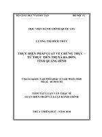 Tóm tắt Luận văn Thạc sĩ Luật Hiến Pháp và Luật Hành Chính: Thực hiện pháp luật về chứng thực - Từ thực tiễn thị xã Ba Đồn, tỉnh Quảng Bình