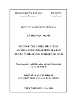 Tóm tắt Luận văn Thạc sĩ Luật Hiến Pháp và Luật Hành Chính: Tổ chức thực hiện pháp luật an toàn thực phẩm trên địa bàn huyện Nghĩa Hành, tỉnh Quảng Ngãi