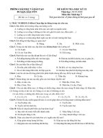 Đề thi học kì 2 môn Sinh học lớp 7 năm 2019-2020 có đáp án - Phòng GD&ĐT huyện Tân Yên