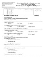 Đề thi học kì 2 môn Tiếng Pháp lớp 9 năm 2019-2020 có đáp án - Trường THCS Nguyễn Tri Phương (Tăng cường)