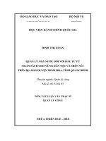 Tóm tắt Luận văn Thạc sĩ Quản lý công: Quản lý nhà nước đối với đầu tư từ ngân sách cho vùng dân tộc và miền núi trên địa bàn huyện Minh Hóa, tỉnh Quảng Bình