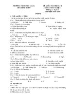 Đề thi học kì 2 môn Công nghệ lớp 6 năm 2019-2020 có đáp án - Trường THCS Đức Giang