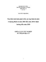 Tìm hiểu tình hình phát triển các loại hình du lịch ở quảng bình từ năm 2003 đến năm 2010  định hướng đến năm 2020 