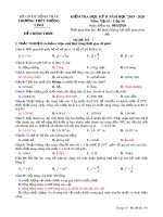 Đề thi học kì 2 môn Vật lý lớp 10 năm 2019-2020 có đáp án - Trường THPT Thống Linh