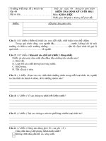 Đề thi học kì 1 môn Khoa học lớp 4 năm 2019-2020 có đáp án - Trường Tiểu học số 2 Hoài Tân