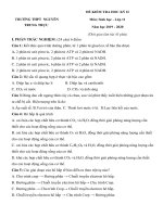 Đề thi học kì 2 môn Sinh lớp 11 năm 2019-2020 có đáp án - Trường THPT Nguyễn Trung Trực