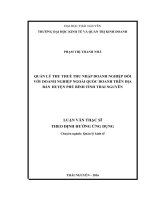 Luận văn thạc sĩ quản lý kinh tế (FULL) quản lý thu thuế thu nhập doanh nghiệp đối với doanh nghiệp ngoài quốc doanh trên địa bàn huyện 