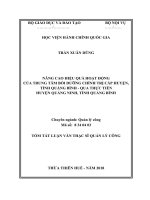 Tóm tắt Luận văn Thạc sĩ Quản lý công: Nâng cao hiệu quả hoạt động của Trung tâm Bồi dưỡng chính trị cấp huyện, tỉnh Quảng Bình - qua thực tiễn huyện Quảng Ninh, tỉnh Quảng Bình