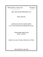 Tóm tắt Luận văn Thạc sĩ Quản lý công: Kiểm soát thủ tục hành chính của Uỷ ban nhân dân tỉnh Quảng Ngãi
