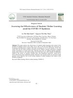 Đánh giá hiệu quả học tập trực tuyến của sinh viên trong bối cảnh dịch bệnh Covid 19