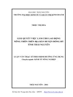 Luận văn Thạc sĩ Quản lý kinh tế: Giải quyết việc làm cho lao động nông thôn trên địa bàn huyện Đồng Hỷ tỉnh Thái Nguyên
