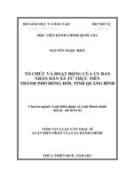 Tóm tắt Luận văn Thạc sĩ Luật Hiến Pháp và Luật Hành Chính: Tổ chức và hoạt động của Ủy ban nhân dân xã từ thực tiễn thành phố Đồng Hới, tỉnh Quảng Bình