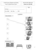 Đề thi học kì 2 môn Tiếng Anh lớp 4 năm 2019-2020 có đáp án - Trường Tiểu học Đoàn Thị Nghiệp