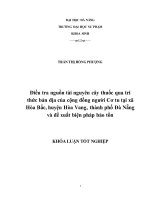 Điều tra nguồn tài nguyên cây thuốc qua tri thức bản địa của cộng đồng người cơ tu tại xã hòa bắc, huyện hòa vang, thành phố đà nẵng và đề xuất biện pháp bảo tồn 