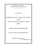Luận văn thạc sĩ nghiên cứu xử lý nước thải từ sản xuất giấy tái chế tại công ty bình minh bằng phương pháp sinh học 