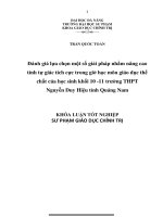 Đánh giá lựa chọn một số giải pháp nhằm nâng cao tính tự giác tích cực trong giờ học môn giáo dục thể chất của học sinh khối 10  11 trường THPT nguyễn duy hiệu tỉnh quảng nam 